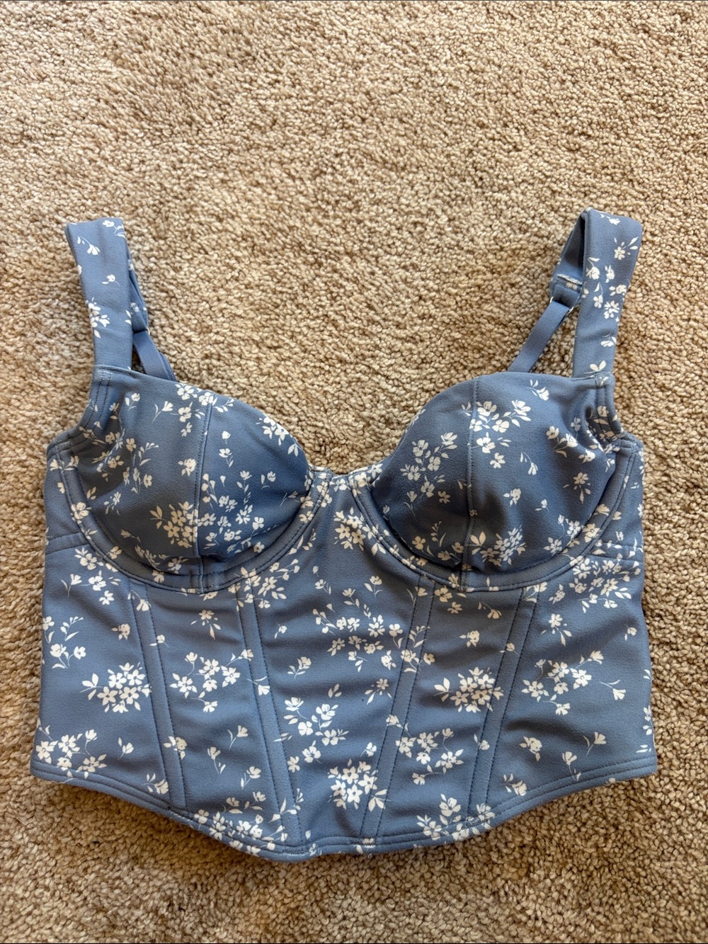 Gilly Hicks Blue Floral Longline Bustier Bra